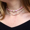 Czech Glass & Pearl Necklace in Rose Pink