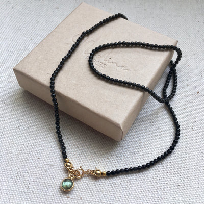 Onyx & Labradorite Necklace in Gold