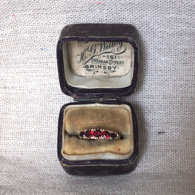 Vintage 9ct Gold Five Stone Garnet Ring