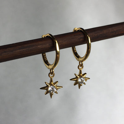 Star Dangle Earrings in 18k Gold Plated