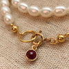 Freshwater Pearl & Ruby Necklace in Gold