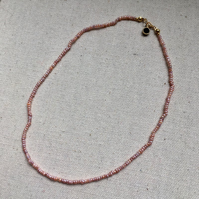 Pink Pearl & Sapphire Necklace in Gold