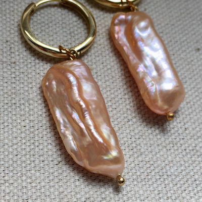 Pink Rainbow Pearl Drop in Gold