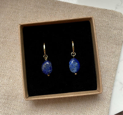 Lapis Lazuli Drop Earrings in Gold