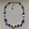 Czech Glass & Pearl Necklace in Royal Blue