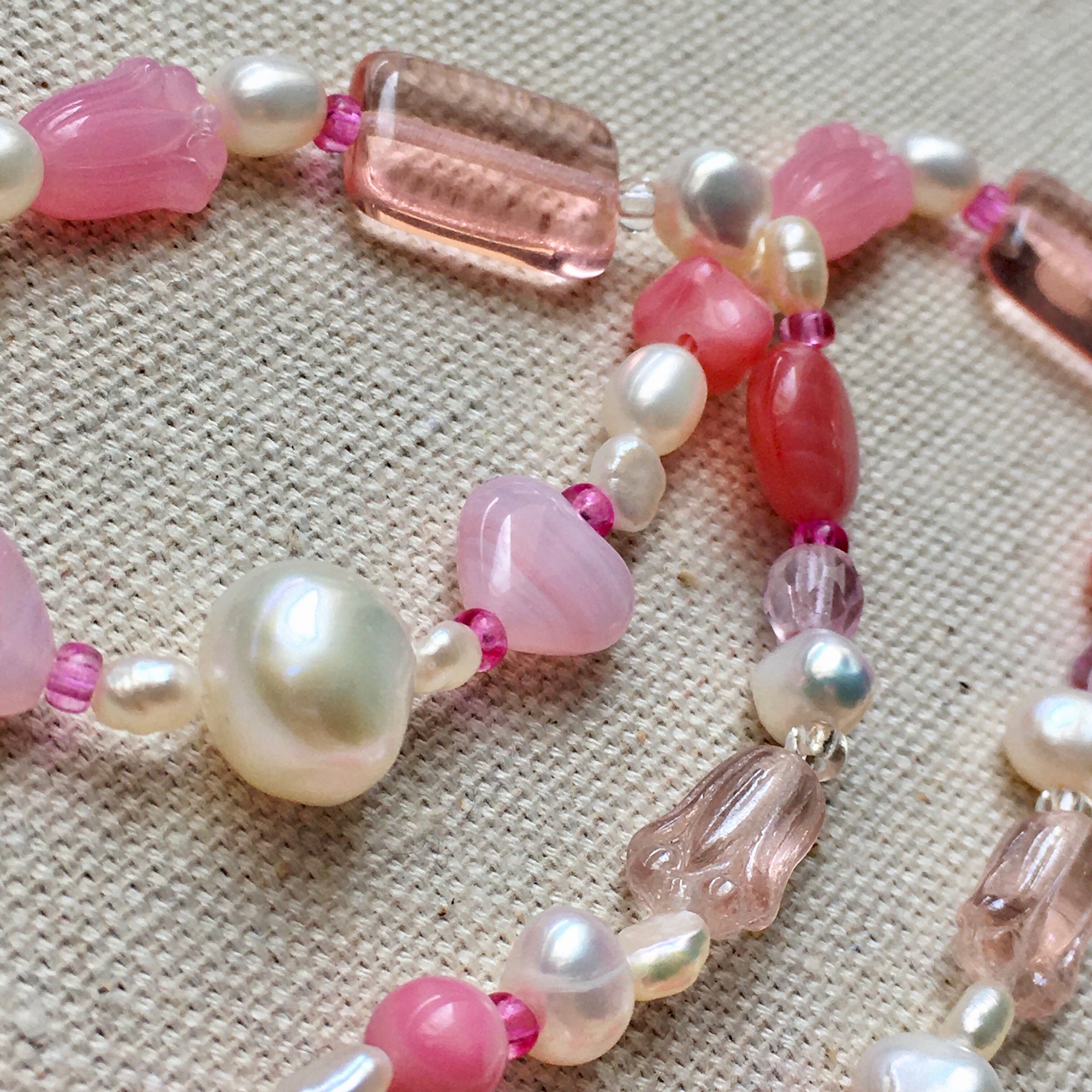 Barozzi Pink Glass Bead Necklace