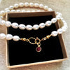 Freshwater Pearl & Ruby Necklace in Gold