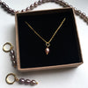 Mauve Pearl Drop Necklace in Gold