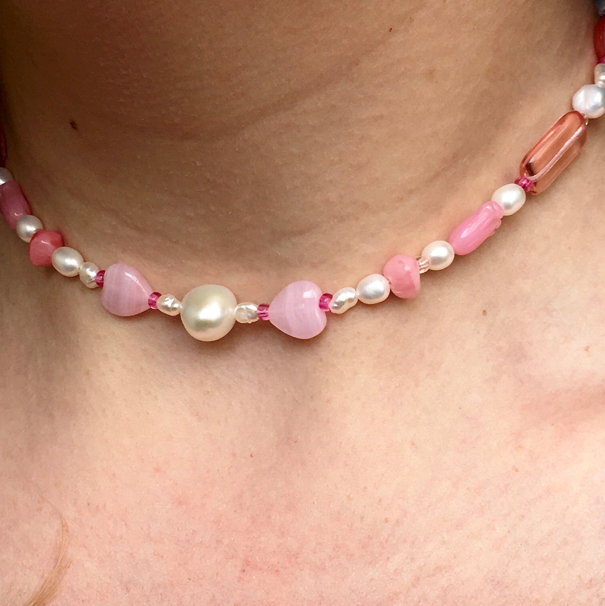 Barozzi Pink Glass Bead Necklace